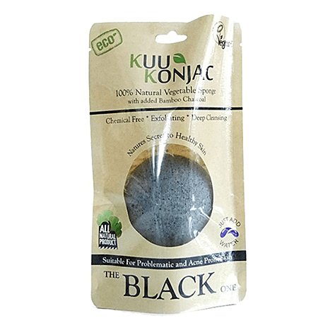 Kuu Konjac,Sponge with Bamboo Charcoal,ฟองน้ำ,ใยบุก,ถ่านไม้ไผ่,ลดสิวเสี้ยน,สิวอุดตัน,สิวอักเสบ,ใยบุกพืชจากธรรมชาติ